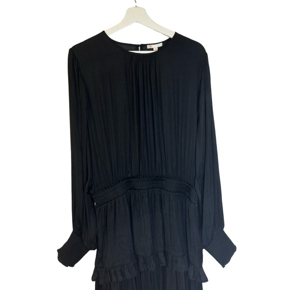 GB Dillard's Black Long Sleeve Ruffle Tiered Mini Dress - Women's XL - Picture 3 of 10